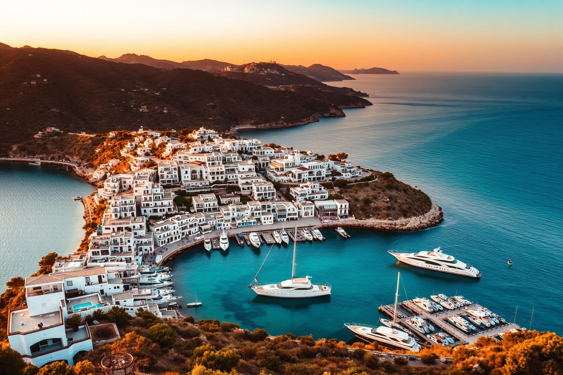 Bodrum coastline at sunset